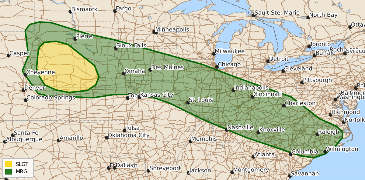Risk area map for Day 3 Areal Outline