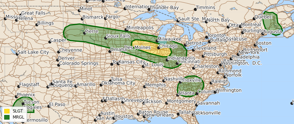 Risk area map for Day 2 Areal Outline