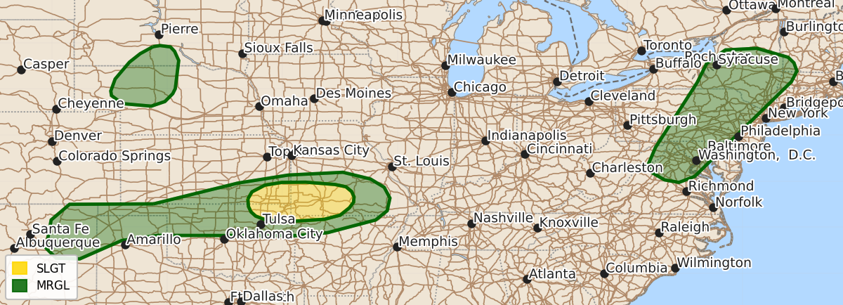 Risk area map for Day 1 Areal Outline