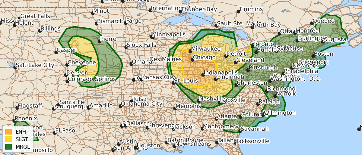 Risk area map for Day 1 Areal Outline