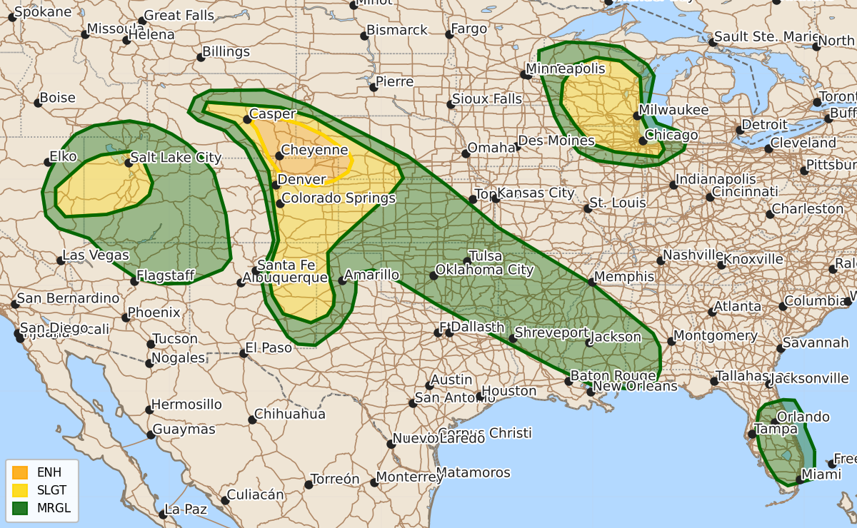 Risk area map for Day 1 Areal Outline