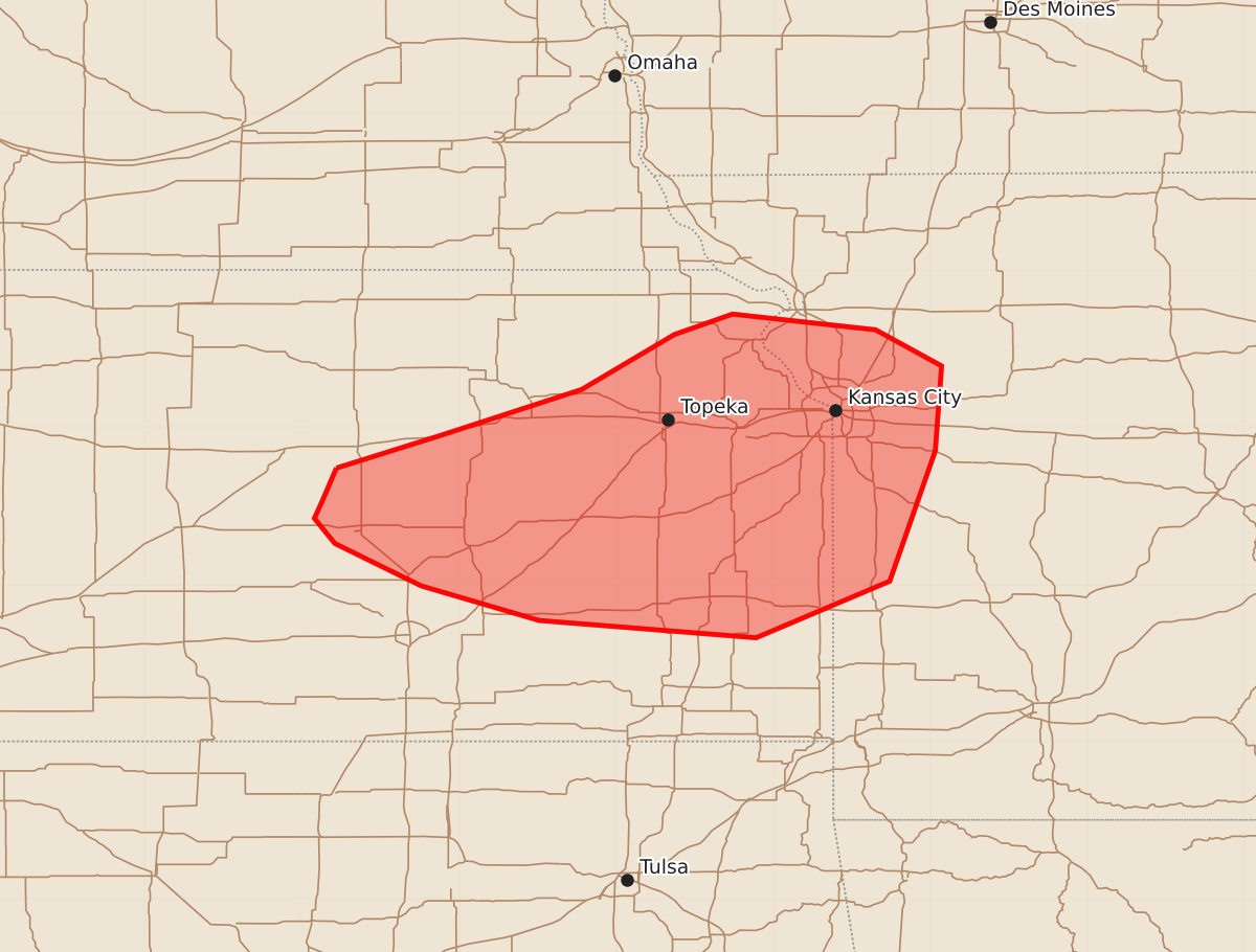 Risk area map for Mesoscale Discussion 1132