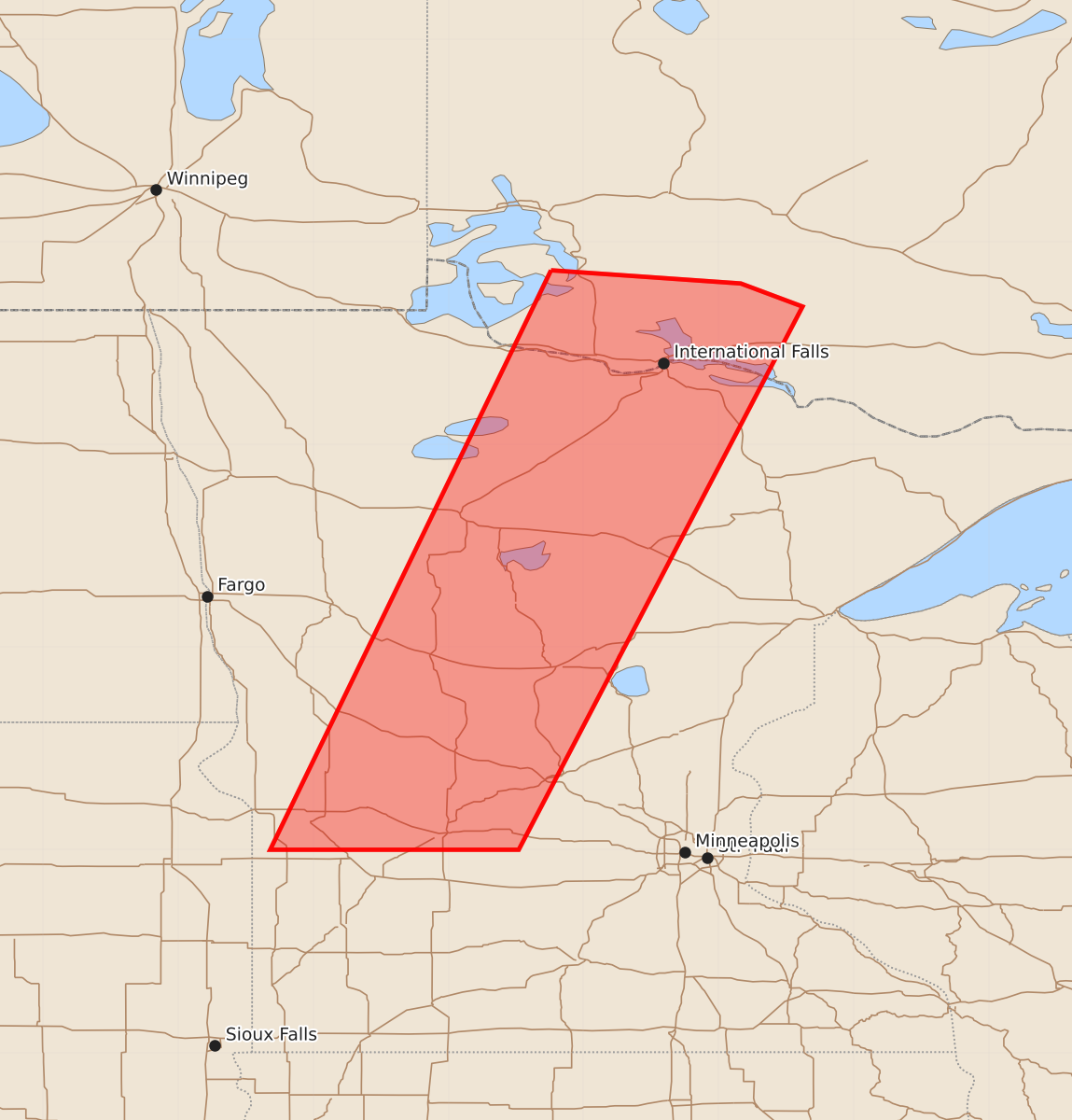 Risk area map for Watch 593 Outline