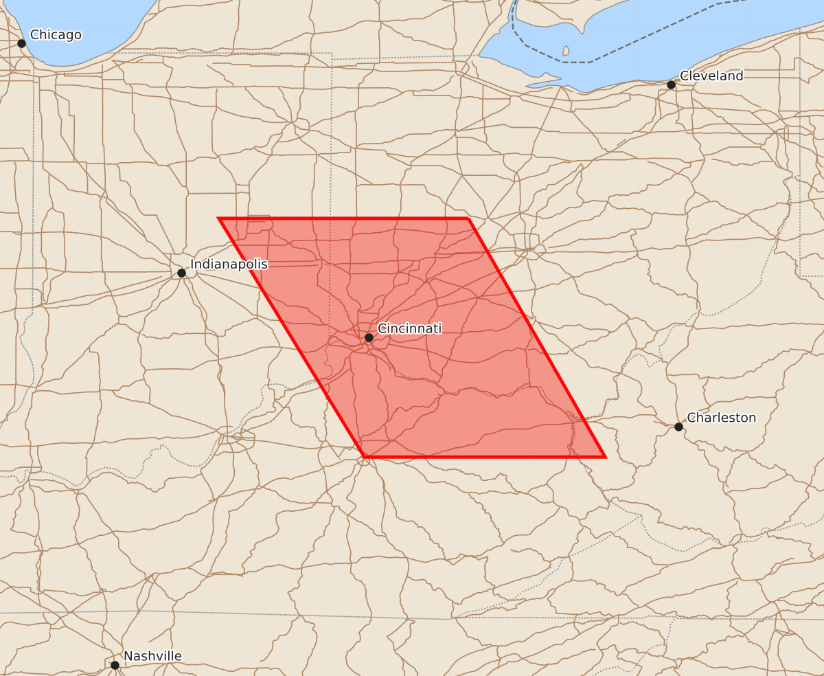 Risk area map for Watch 564 Outline