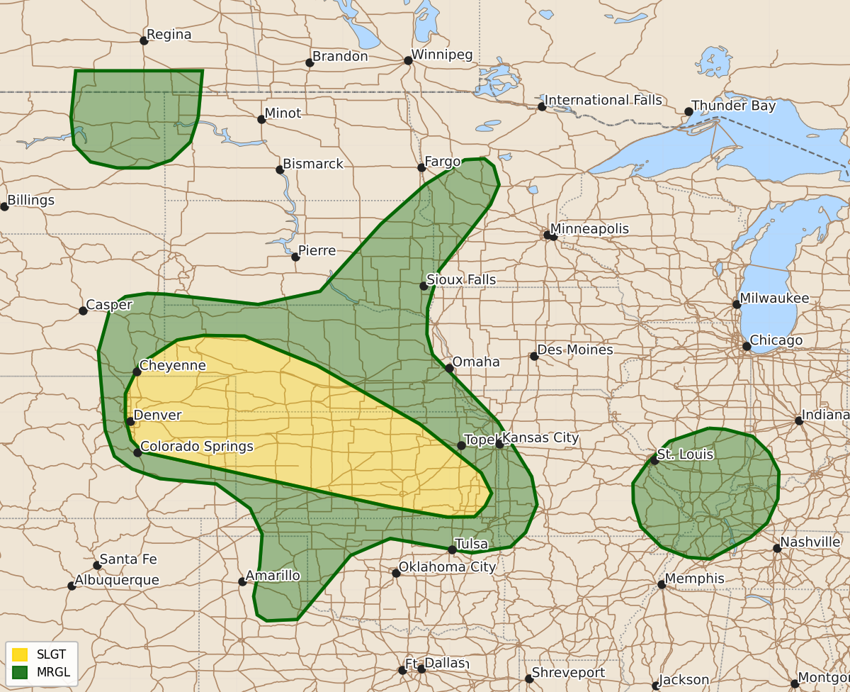 Risk area map for Day 1 Areal Outline