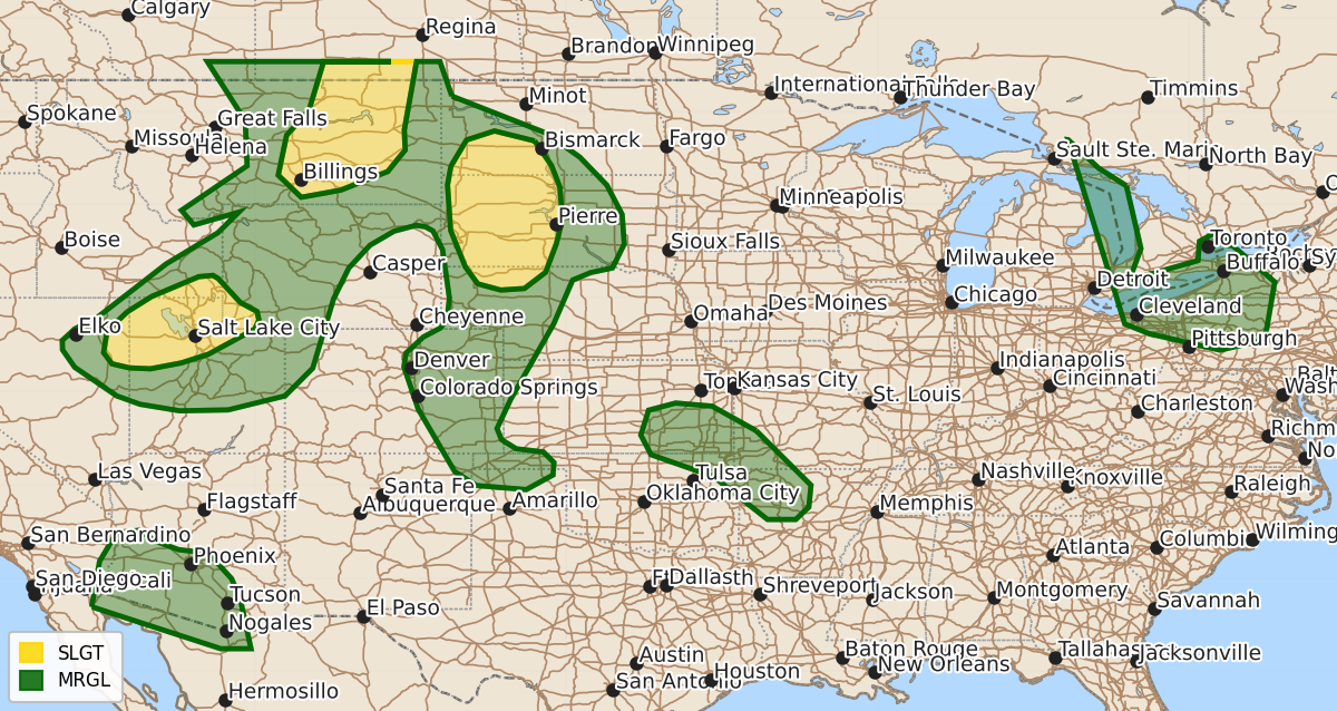 Risk area map for Day 1 Areal Outline