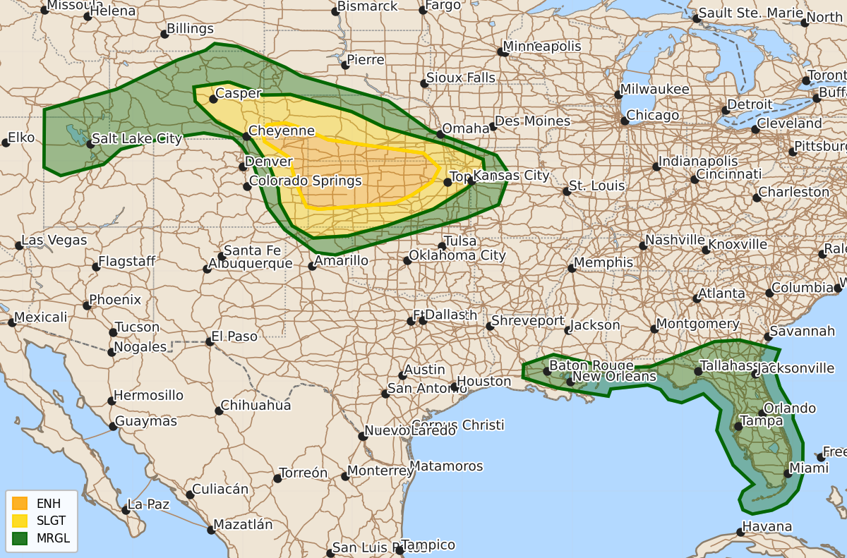 Risk area map for Day 1 Areal Outline