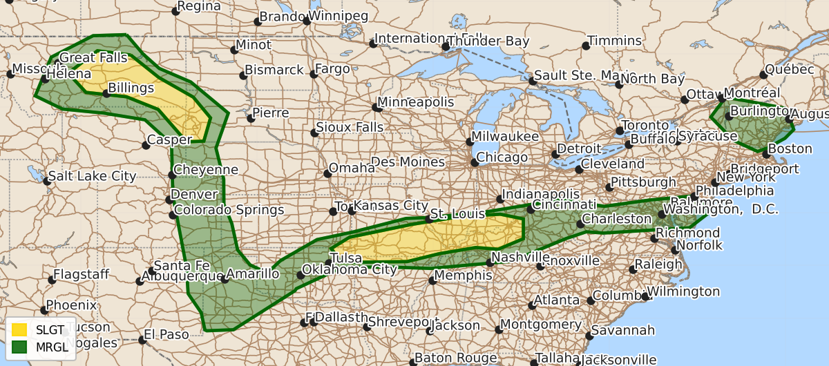 Risk area map for Day 1 Areal Outline