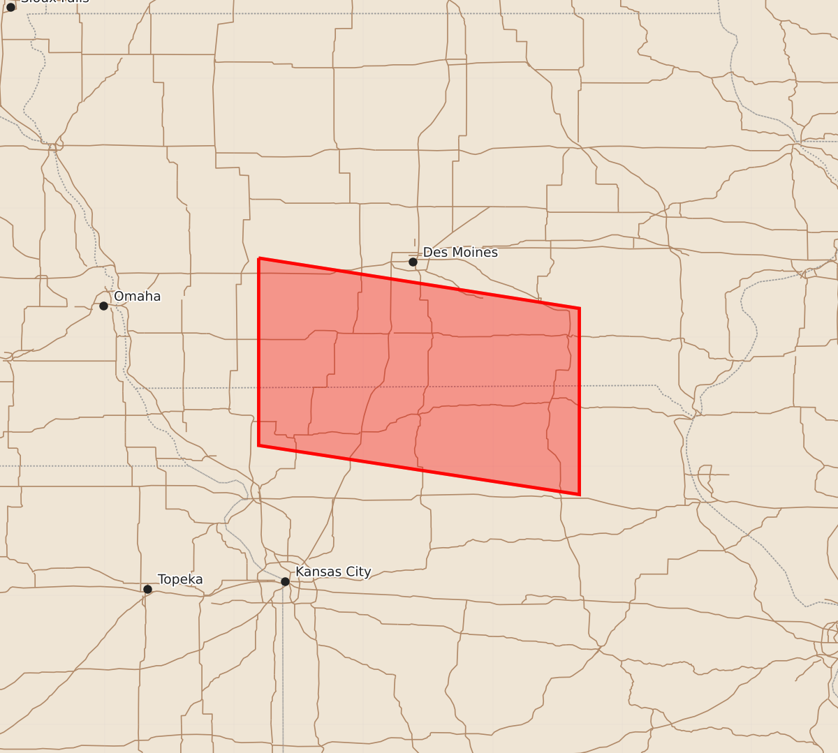 Risk area map for Watch 326 Outline