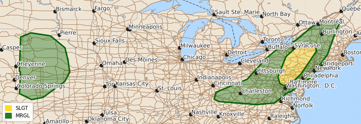 Risk area map for Day 2 Areal Outline