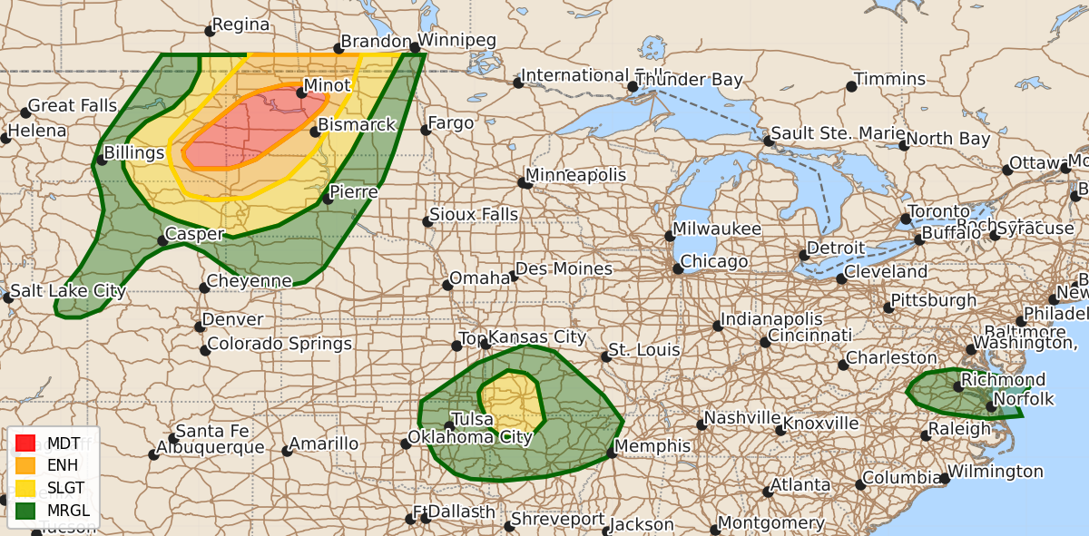 Risk area map for Day 1 Areal Outline