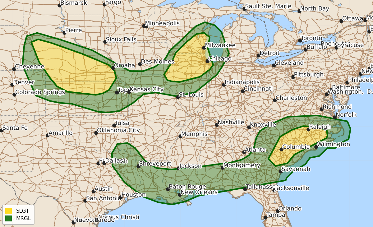 Risk area map for Day 1 Areal Outline