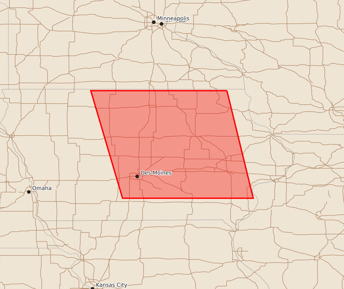Risk area map for Watch 541 Outline