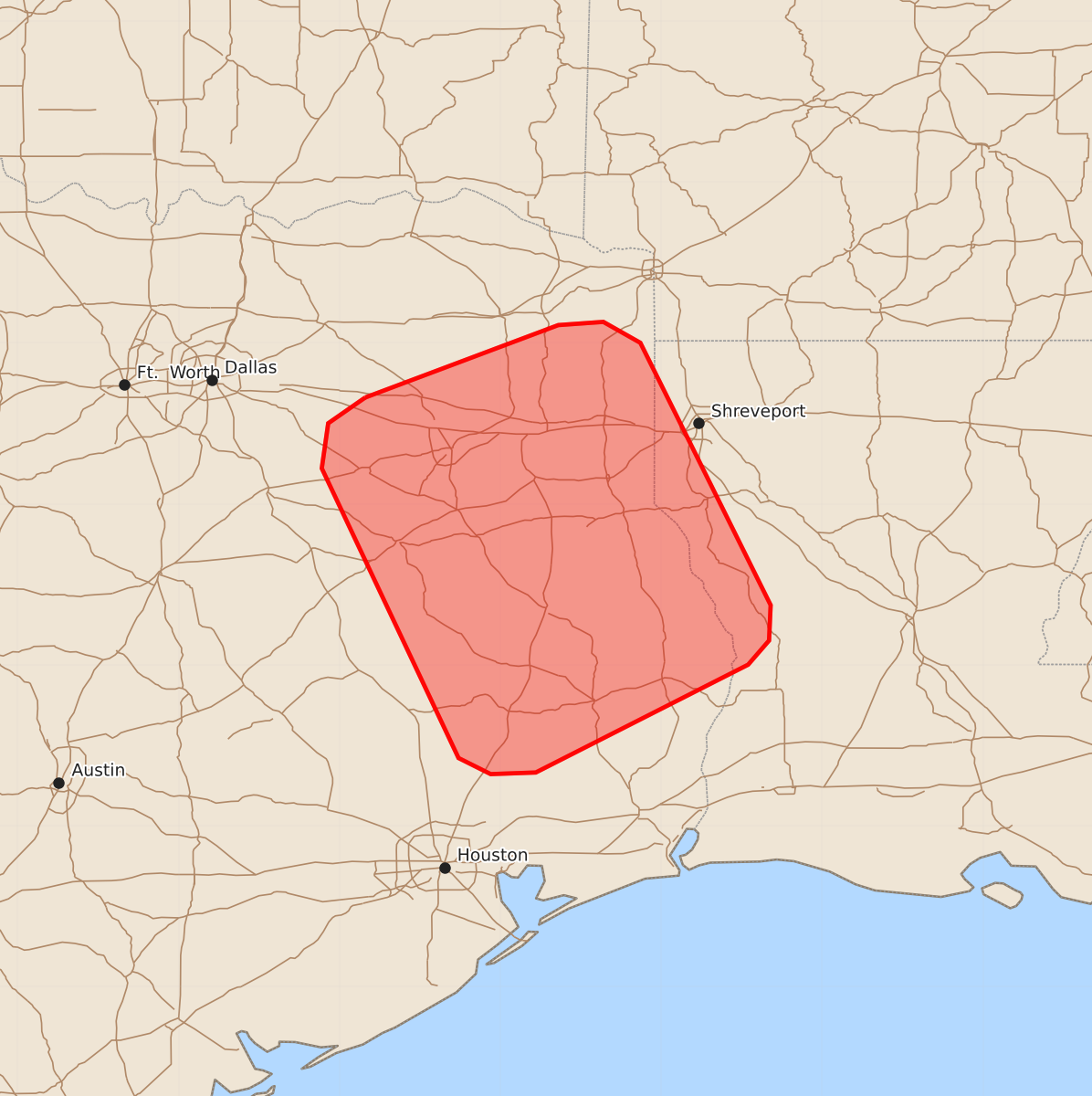 Risk area map for Mesoscale Discussion 2086