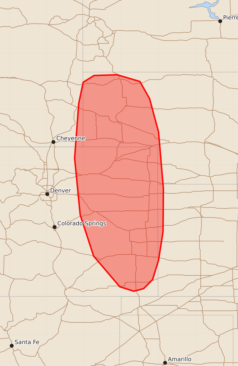 Risk area map for Mesoscale Discussion 1558