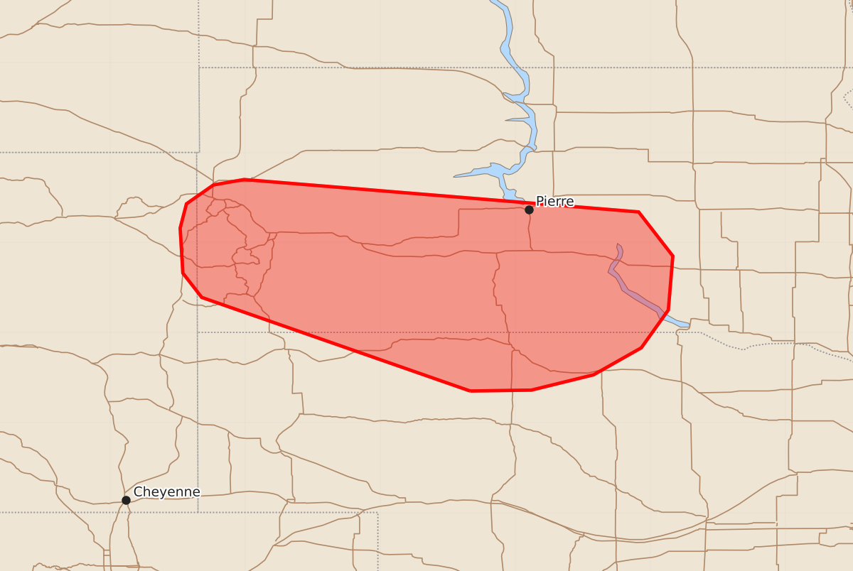 Risk area map for Mesoscale Discussion 1907