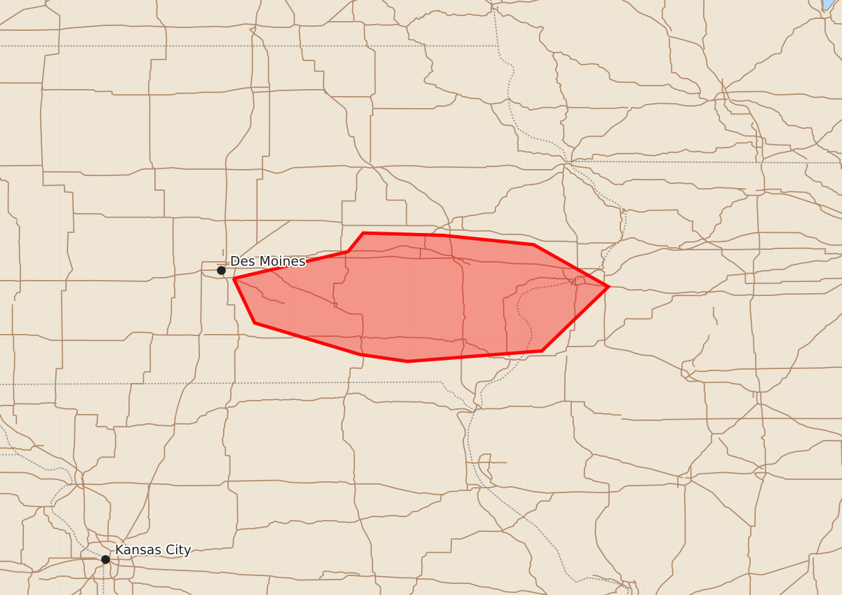 Risk area map for Mesoscale Discussion 2272