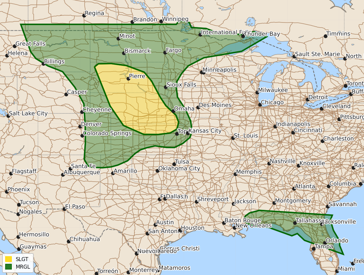 Risk area map for Day 1 Areal Outline