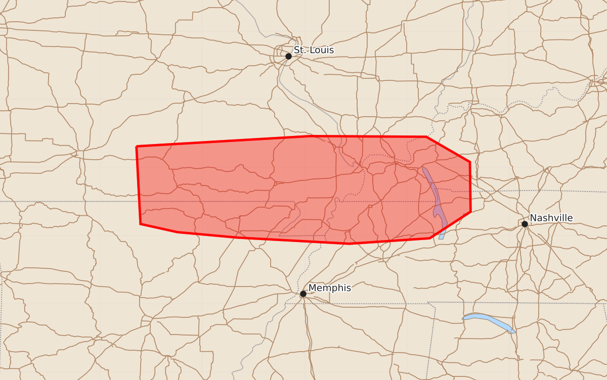 Risk area map for Mesoscale Discussion 2049