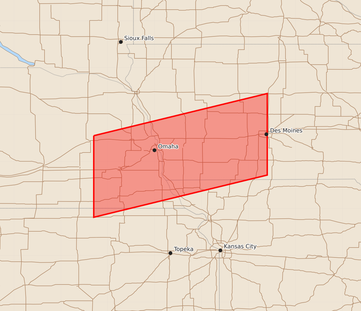 Risk area map for Watch 669 Outline