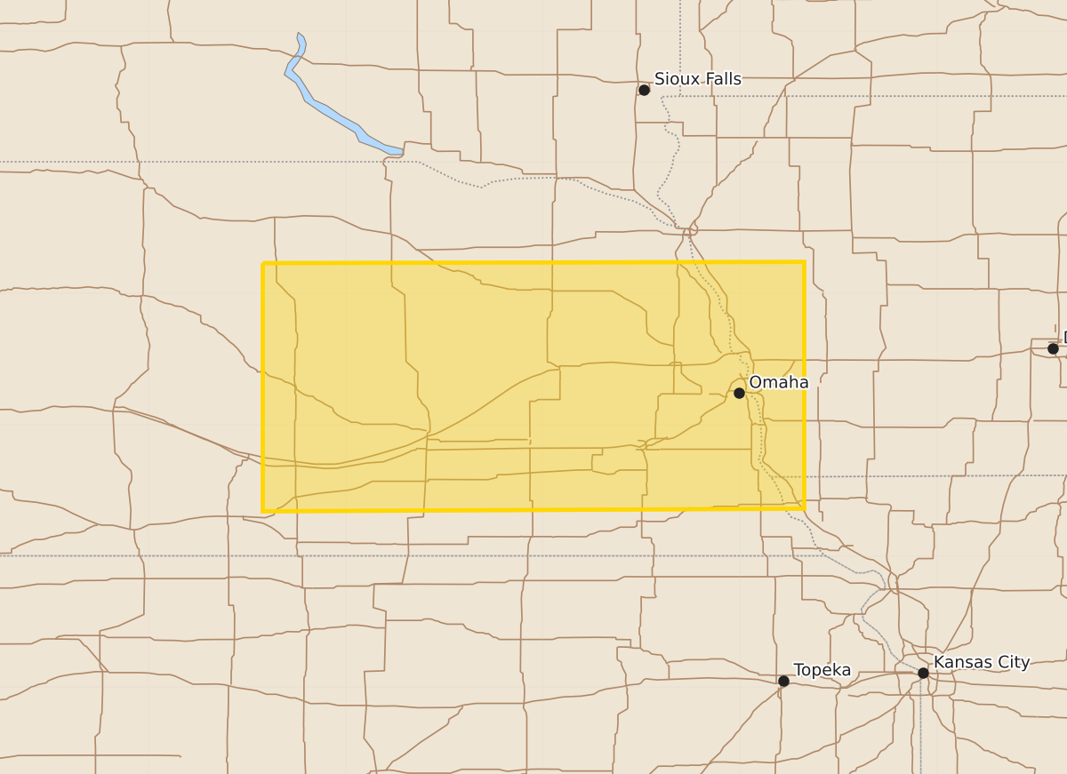 Risk area map for Severe Thunderstorm Watch issued June 13 at 4:42AM CDT until June 13 at 11:00AM CDT by NWS Omaha/Valley NE