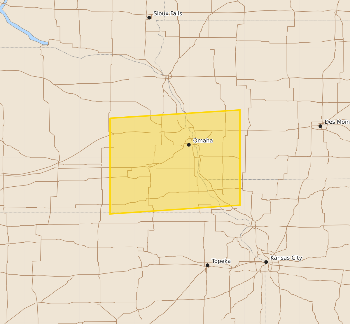 Risk area map for Severe Thunderstorm Watch issued July 3 at 10:11PM CDT until July 3 at 11:00PM CDT by NWS Omaha/Valley NE